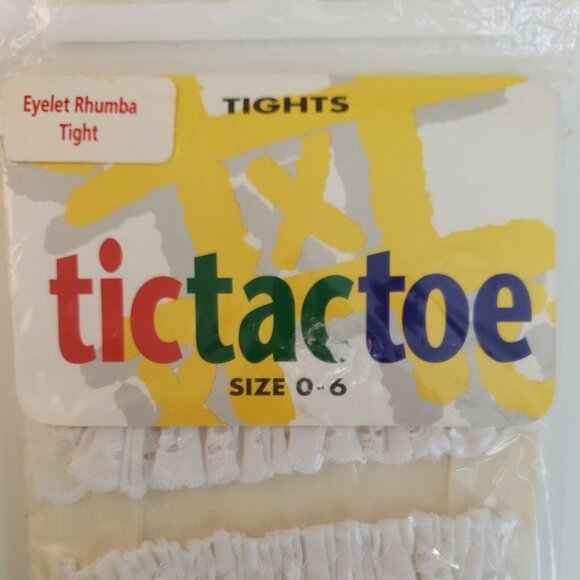 Baby Girl Rhumba Tights Ivory Eyelet Ruffled Infant 0 6 Mo TicTacToe USA Vintage - Picture 2 of 9